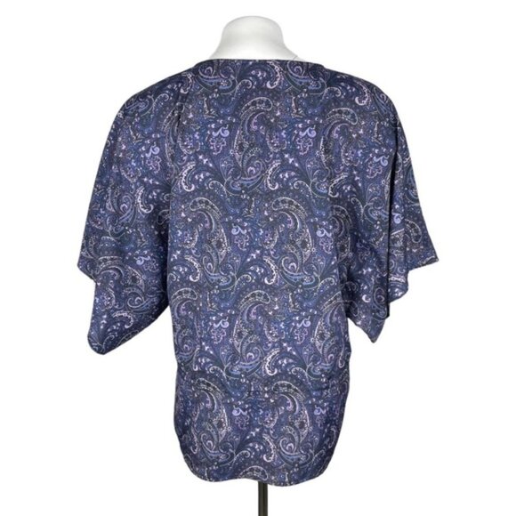 MICHAEL Michael Kors Paisley Tie Front Blouse Sz Small Wide Sleeves - Picture 4 of 6